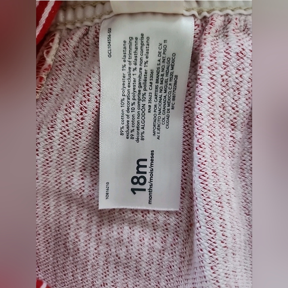 OshKosh B’gosh Baby Red & White Striped Overalls Dress Cotton 18 Month Vestbak - Picture 9 of 10